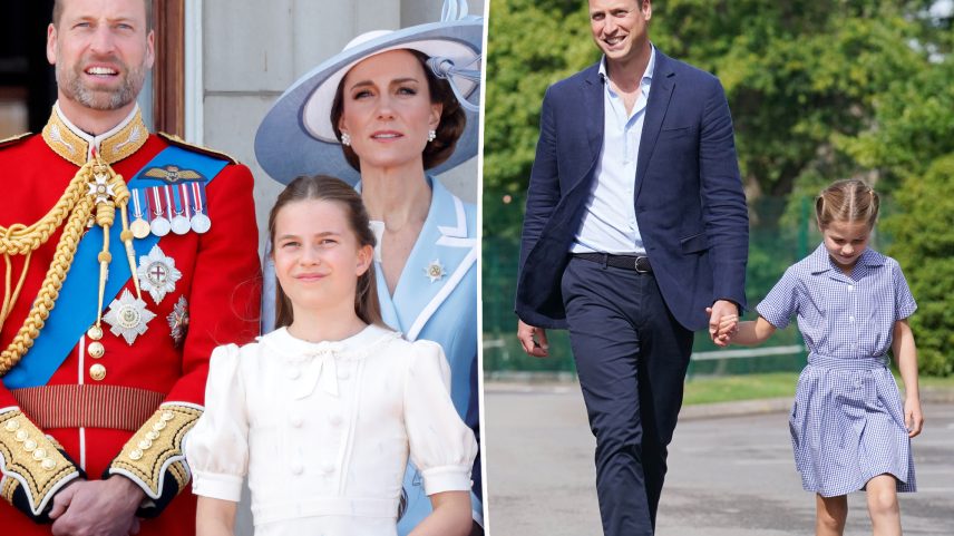 Princess Charlotte beamed in a Father’s Day photo with her dad, Prince William. (Seen here: William, Charlotte, Kate Middleton, Prince George and Prince Louis at Trooping the Colour on June 13.)