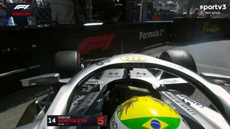Gabriel Bortoleto bate na classificação do GP de Mônaco da F1 2026 — Foto: Reprodução