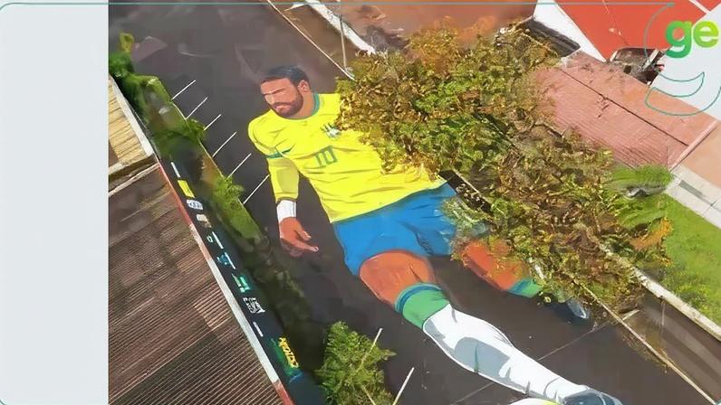 Arte de rua traz Neymar gigante, Dunga e vira-lata caramelo para a Copa