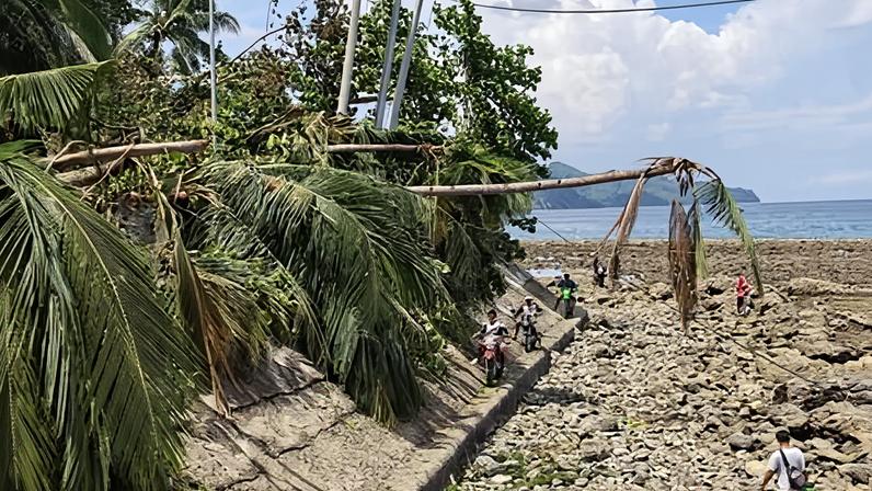 Damage on the coastline in Sarangani province, Philippines, on Thursday.