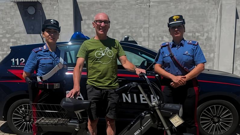 Antonio Smiglio with Garelli, found 42 years after it was stolen.