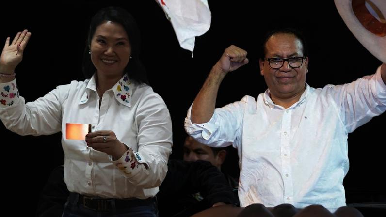 FILE PHOTO: Left-wing presidential candidate Roberto Sanchez reacts after taking a slim lead over conservative Keiko Fujimori in Peru's presidential race, as official vote-counting continued into a second day, in Lima, Peru, June 8, 2026. REUTERS/Leslie Moreno TPX IMAGES OF THE DAY/File Photo