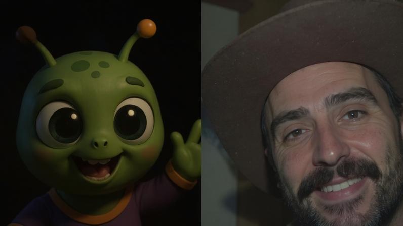 OVNIs no Brasil? Expert reage após polêmico vídeo de famoso no Paraná: 'Padrão de luzes muito diferente' - na foto, o influencer Mayk Leão e imagem gerada por IA pelo Google de um ET