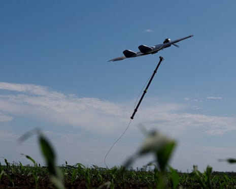 A strike drone after being launched in Ukraine. There is an expectation among some observers that the weapons will have to operate with increased operational autonomy.