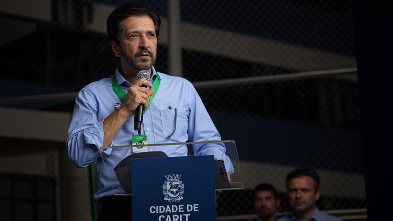 2.abr.2025 - O prefeito de São Paulo, Ricardo Nunes (MDB), na inauguração do Centro Municipal para Pessoas com Transtorno do Espectro do Autismo, em Santana