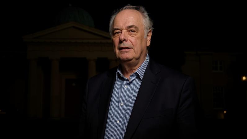 Prof Wyn Evans, pictured in the grounds of the Institute of Astronomy, ran to be the university’s chancellor last year.