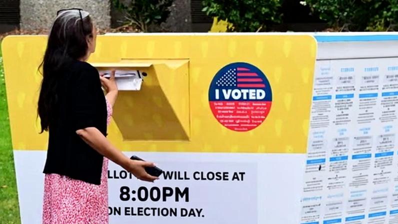 A voter in Norwalk, California on Monday.