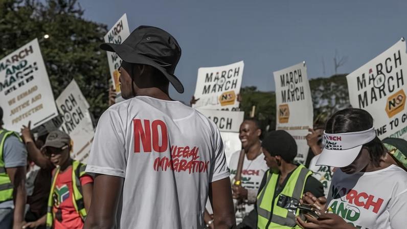 A protest against illegal immigration in Durban on 20 May. The rise in anti-immigrant tensions has been building for months.
