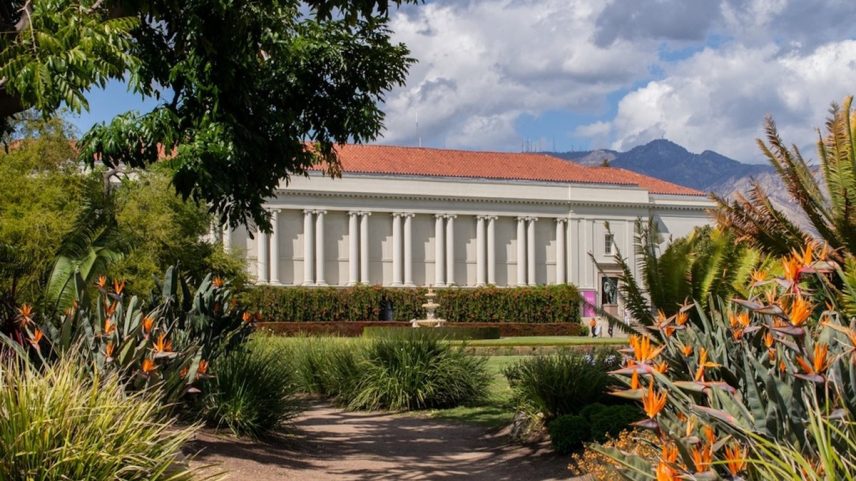Exterior view of the library building at the Huntington, one of two buildings that will install an advanced building management system to monitor environmental conditions, as part of a 2026 FCI Implementation Grant