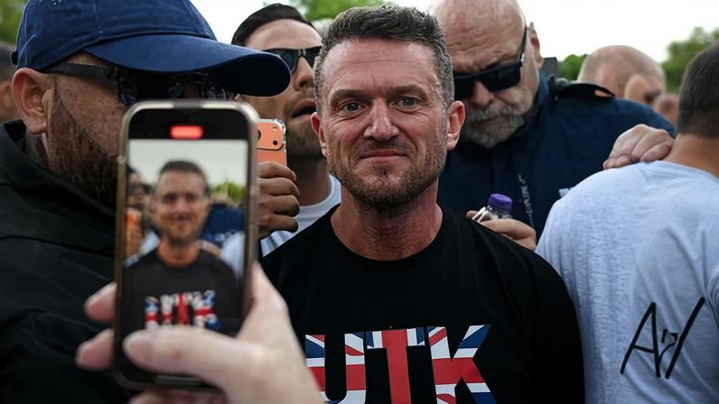 Tommy Robinson, real name Stephen Yaxley-Lennon, with demonstrators protesting over the death of Henry Nowak in Southampton.