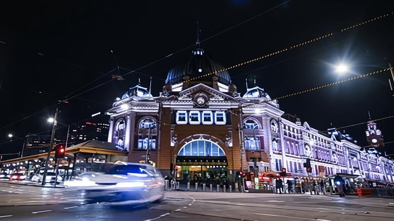 Protective services officers boarded a train at Flinders Street station in Melbourne, where four boys were arrested and machetes seized on Saturday night.