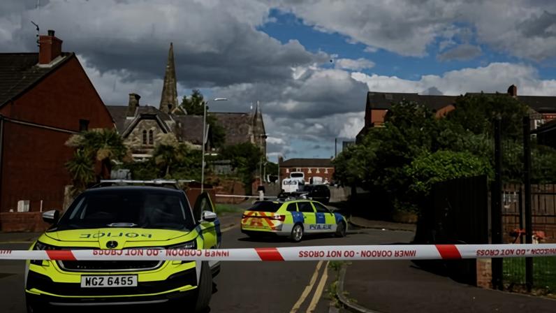 A police cordon near the scene of Monday night’s knife attack in the Kinnaird Avenue area of north Belfast.