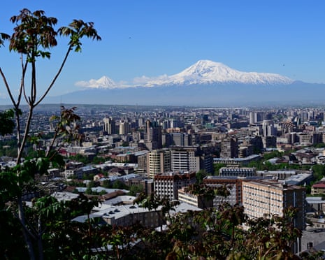 Mount Ararat rises over Yerevan, the capital of Armenia, which holds its elections on Sunday.