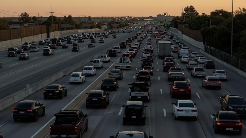 Heavy traffic in California and extreme heat in New York.