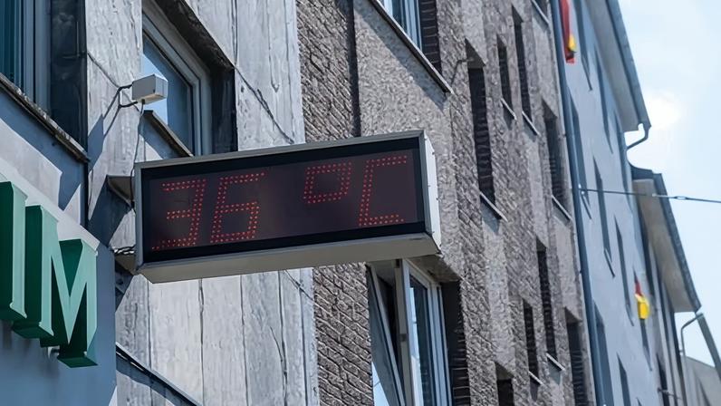 The temperature in Dusseldorf, with peak highs of between 35C and 40C expected across southern Poland, Slovakia, Hungary and into the northern Balkans.