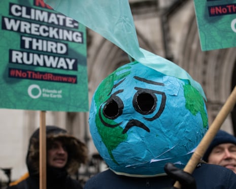 Environmental campaigners protesting in London against the proposed Heathrow expansion.