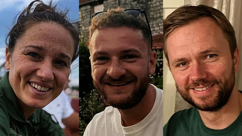 Lt Lily-Mae Fisher, 31, from Surrey, Petty Officer Owen Green, 24, from Hampshire, and Lt Cmdr Chris Gayson, 42, from Somerset.
