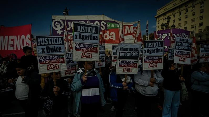 People participate in a Ni Una Menos demonstration outside the national congress in Buenos Aires, Argentina, on 3 June 2026.