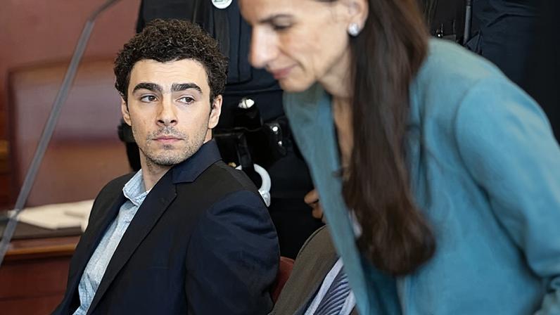 Luigi Mangione appears at an evidence suppression hearing at Manhattan supreme court on 18 May 2026 in New York City.