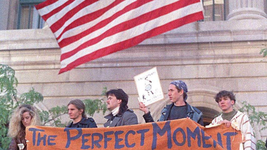 Students demonstrate in Cincinnati in 1990 against censorship of Robert Mapplethorpe’s work