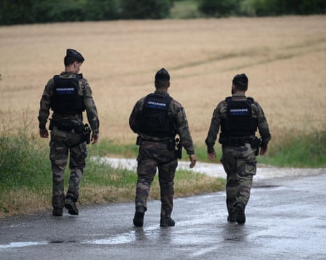 French police were seen near the site where a body was reportedly found during the search to find missing 11 year-old Lyhanna on Thursday.