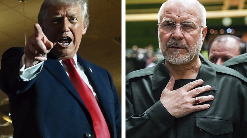 O presidente dos EUA, Donald Trump e o principal negociador do Irã, Mohammad Bagher Ghalibaf. Imagem: Andrew Caballero-Reynolds/AFP e ICANA/AFP