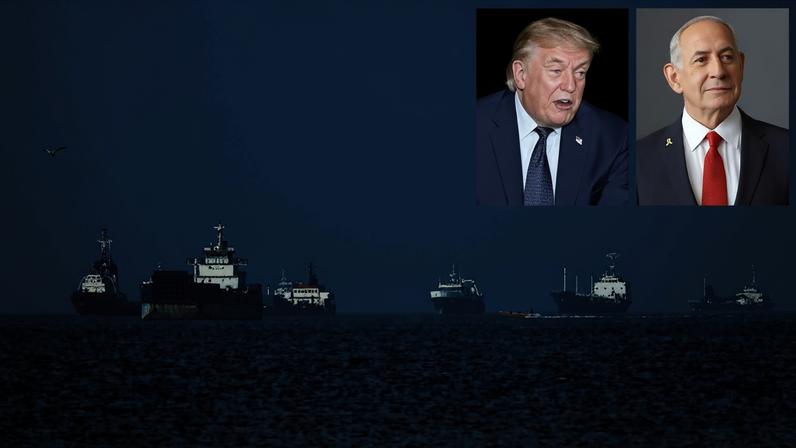 Arestas. O republicano anunciou a reabertura do Estreito de Ormuz, mas a área está sob controle iraniano. E Bibi Netanyahu resiste a acatar as ordens – Imagem: Amirhossein Khorgooei/ISNA/AFP, Gil Cohen-Magen/AFP e Mandel Ngan/AFP