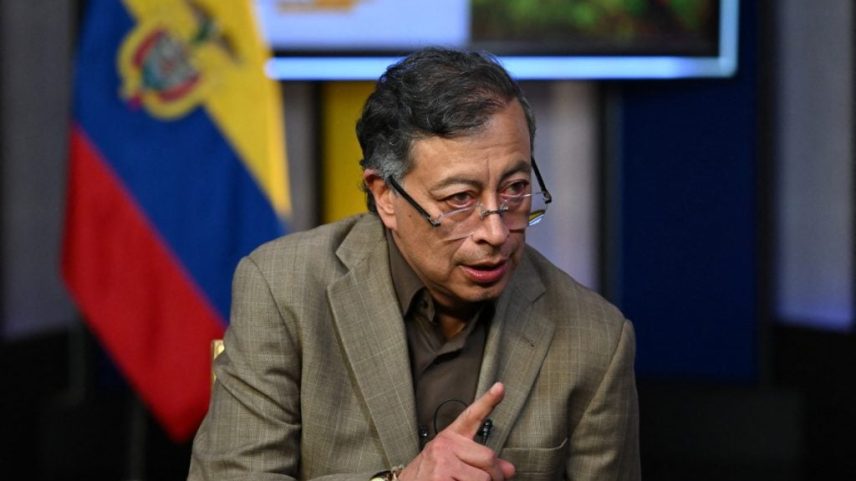 Colombia's President Gustavo Petro gestures as he speaks during an interview with AFP at the Casa de Narino Presidential Palace in Bogota on June 4, 2026. “The United States' ‘allies’ in Colombia are ‘genocidal’ and ‘drug traffickers,’” Colombian President Gustavo Petro told AFP on May 4, following President Donald Trump's endorsement of the far-right candidate in the runoff election. (Photo by Raul ARBOLEDA / AFP)