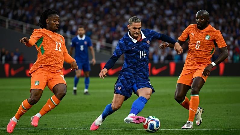 Seleção da Copa do Marfim em ação em amistoso pré-copa contra a França; torcedores da equipe africana foram vetados e não vão viajar aos EUA – foto: Loic Venance/AFP