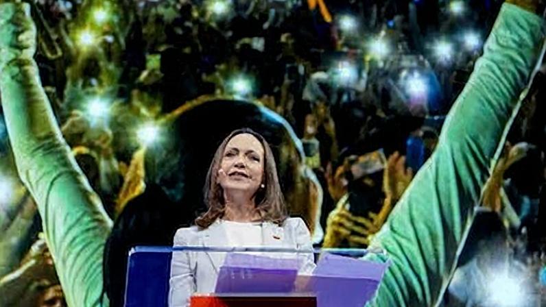 María Corina Machado interviene en el Foro de la Libertad de Oslo, celebrado en Oslo (Noruega), el 2 de junio.
