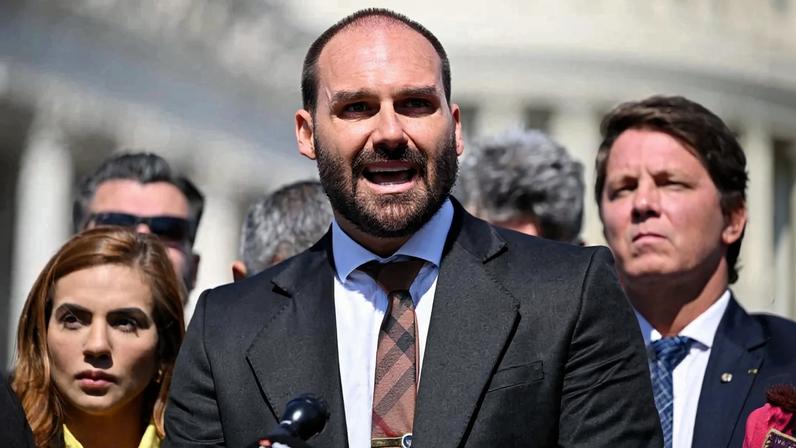 O deputado federal cassado Eduardo Bolsonaro em 12 de março de 2024. Foto: Mandel Ngan/AFP