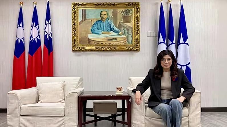 Cheng Li-wun, presidenta del Kuomintamg (KMT), principal partido de la oposición en Taiwán, el jueves 21 de mayo en la sede de su partido.