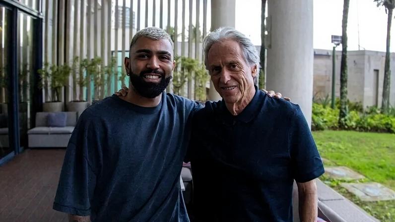 Gabigol posta foto com Jorge Jesus, ex-técnico do Flamengo