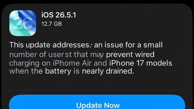 iOS 26.5.1 corrige problemas de carregamento no iPhone Air e no iPhone 17