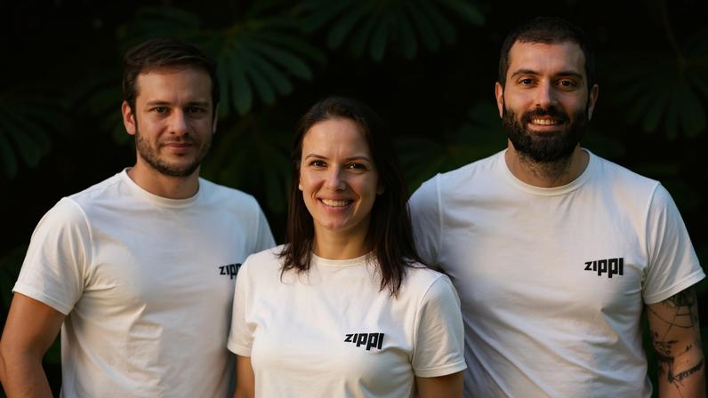 Fundadores da Zippi: Bruno Lucas, CFO; Ludmila Pontremolez, CTO e André Bernardes, CEO