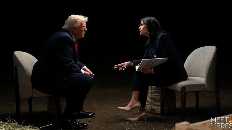 Donald Trump y Kristen Welker en una entrevista en Wisconsin.