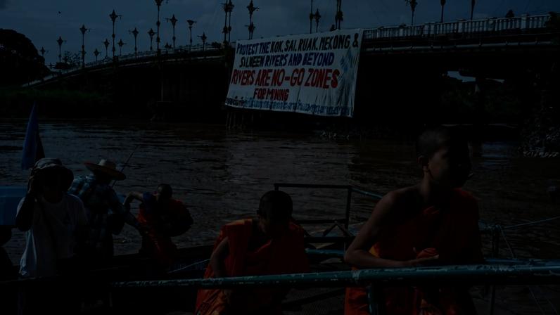 Buddhist monks who participated in the Peace Walk arrive to attend a ceremony marking World Environment Day in Chiang Rai, Thailand, on 5 June 2026. Photo by Ta Mwe.
