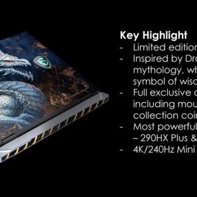 MSI apresenta notebook com destaque para grande dragão no design