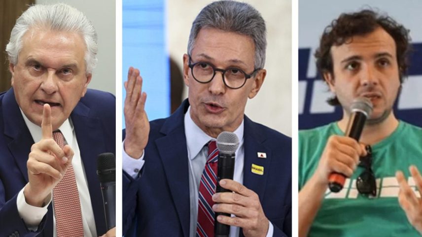 Ronaldo Caiado, Romeu Zema e Renan Santos, pré-candidatos à Presidência da República. Fotos: Lula Marques/Agência Brasil, Marcelo Camargo/Agência Brasil e Reprodução/Instagram