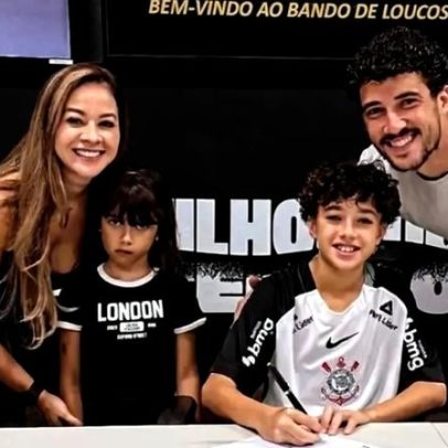 Filho de Gustavo Henrique faz triplete pelo Corinthians com pai na arquibancada
