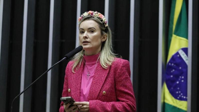 A deputada federal Júlia Zanatta (PL-SC) durante discurso no plenário da Câmara