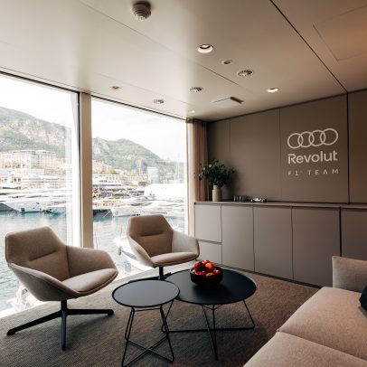 Nova casa da Audi de Bortoleto atrai no paddock da F1 em Mônaco