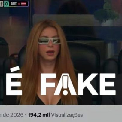 Foto manipulada por IA não mostra Shakira com Piqué na arquibancada