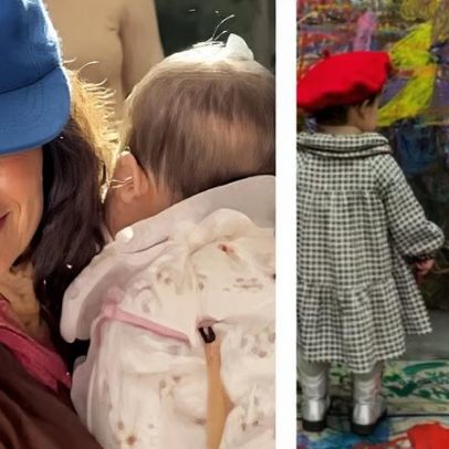 Andréia Horta mostra filha com look de inverno