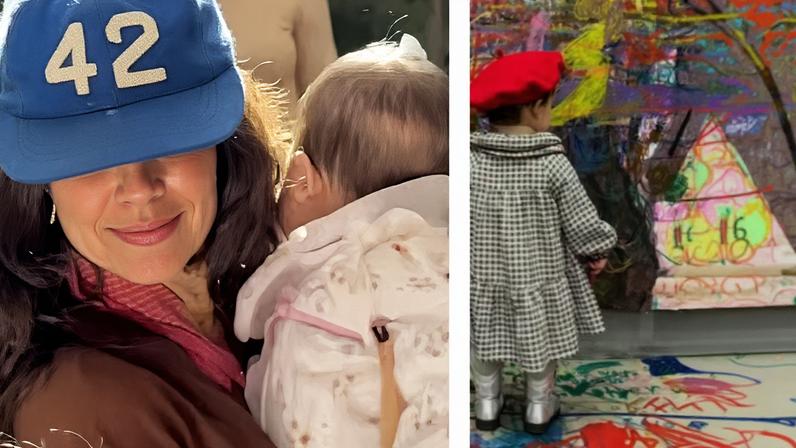 Andréia Horta mostra filha com look de inverno