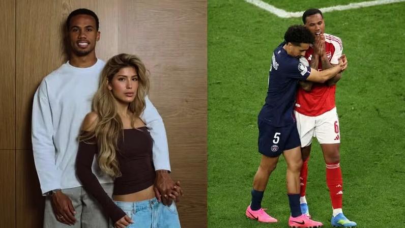 Esposa presta apoio a Gabriel Magalhães após pênalti perdido e mira Copa do Mundo — Foto: Instagram e Getty Images