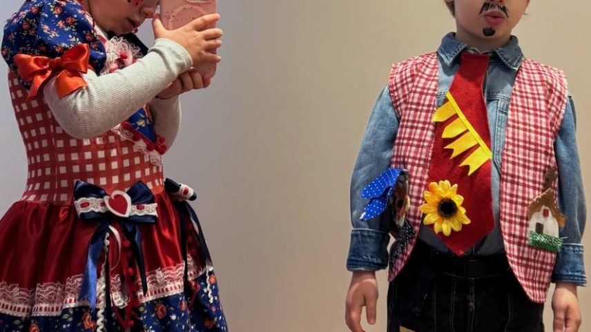 Isabella Scherer mostra filhos prontos para festa junina