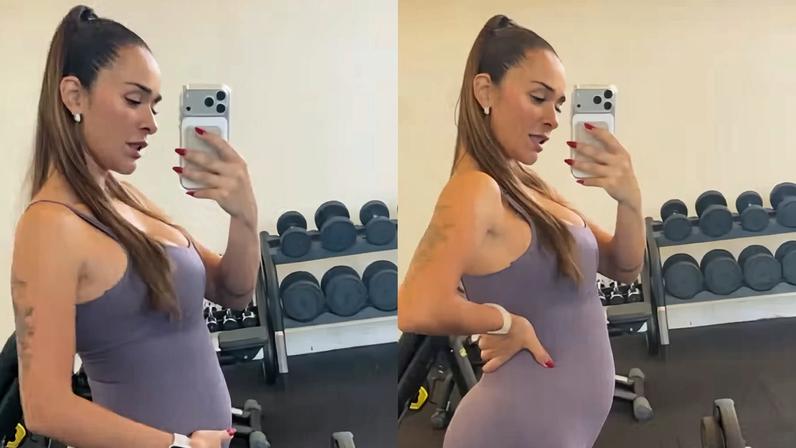Tainá Militão posa com barriguinha na academia — Foto: Reprodução/Instagram