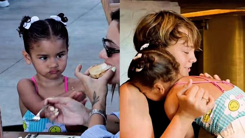 Mavie faz 'bico' e brinca com o irmão Davi Lucca — Foto: Reprodução/Instagram