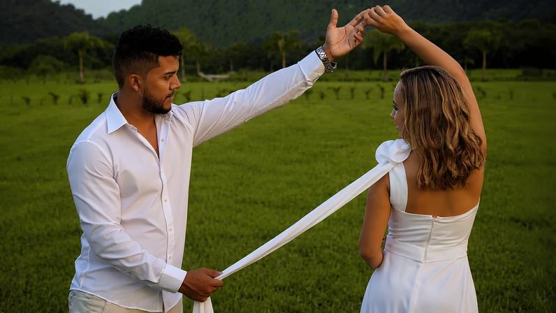 Casal Natanael e Eloyza celebra casamento após estudos bíblicos e projetos de evangelização.
